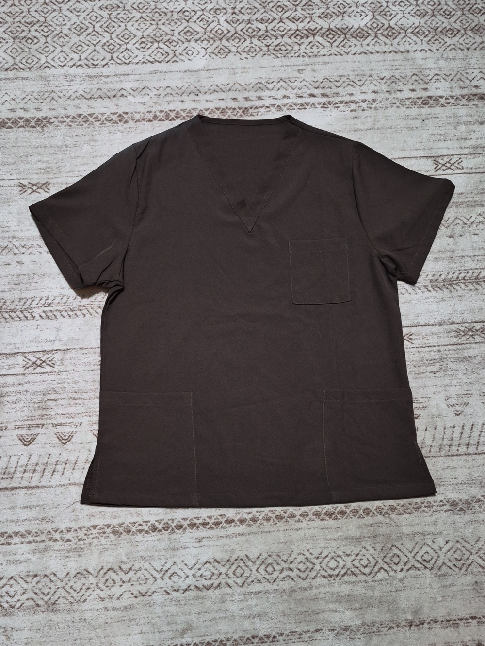 Source Unknown Women's V-Neck Short Sleeve Scrub Top - Dark Brown